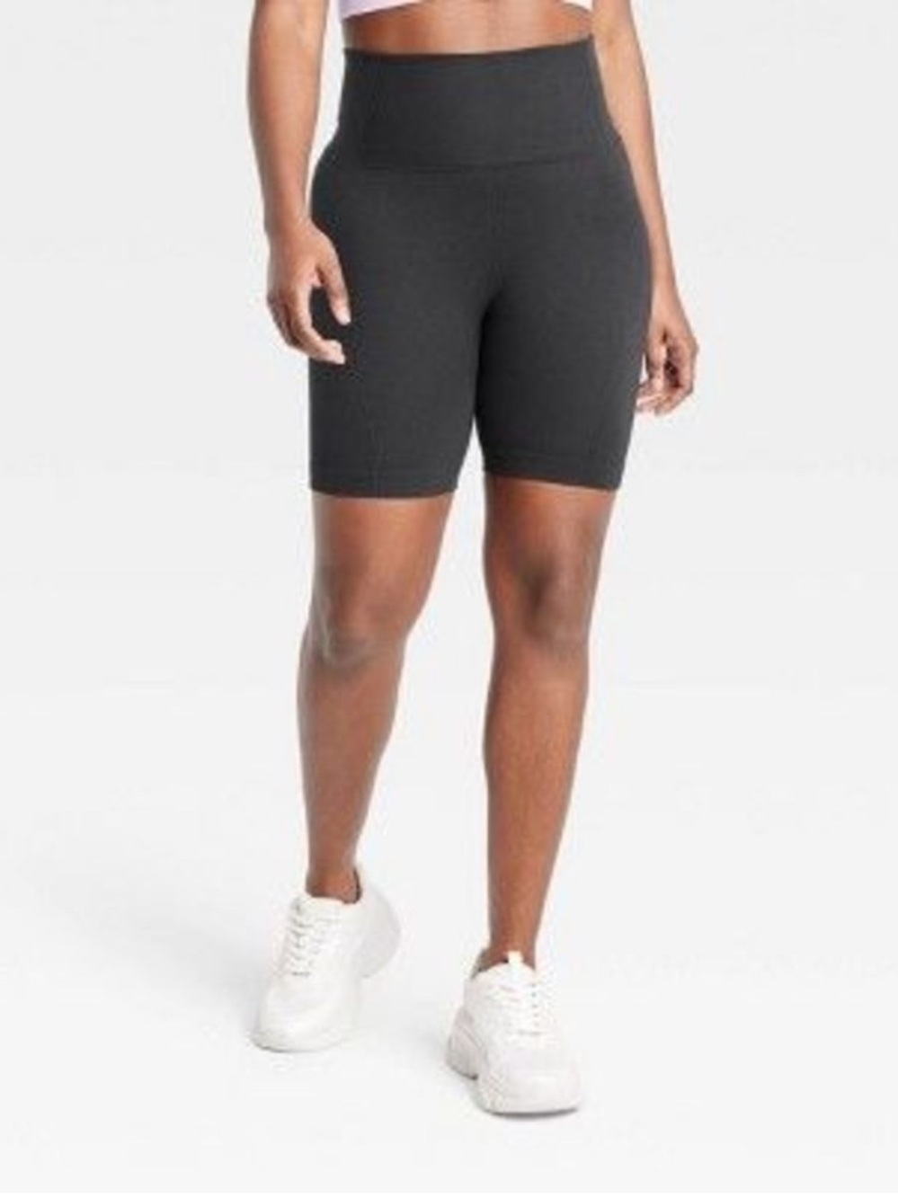 All In Motion Women's Seamless High Rise Rib Bike Shorts 6" Black